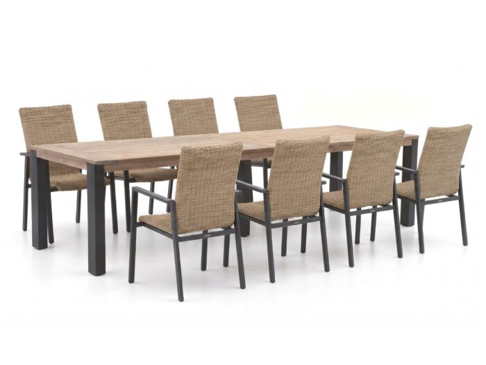 Manifesto Furniture Villongo/ROUGH-S 300cm dining tuinset 9-delig stapelbaar