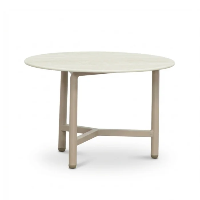 LUX outdoor living Logan koffietafel | sintered stone + aluminium | Marble Latte | 50cm rond
