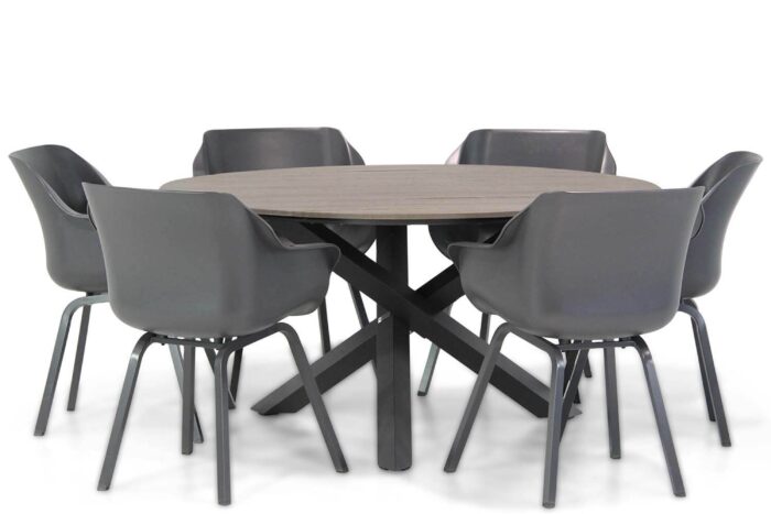 Hartman Sophie element/Ancona 150 cm rond dining tuinset 7-delig – Grijs-antraciet