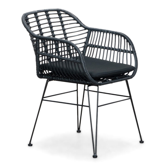 BUITEN living Napels dining tuinstoel | wicker | zwart