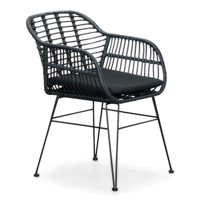 BUITEN living Napels dining tuinstoel | wicker | zwart