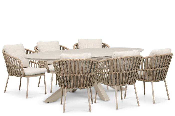 Coco Elara/Lunea 240×120 cm dining tuinset 7-delig – Zand/Beige