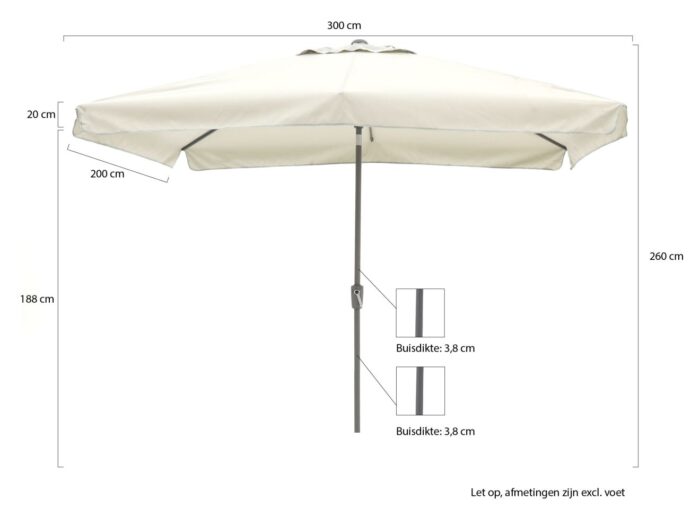 Shadowline Aruba parasol 300x200cm Laagste prijsgarantie! – Grijs