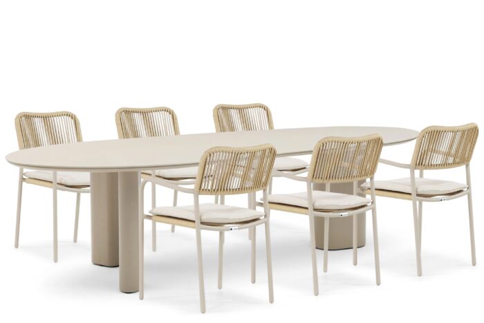Coco Penya/Weave 240 cm dining tuinset 7-delig – Taupe-naturel-bruin