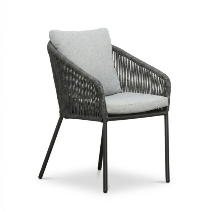 BUITEN living Lexis dining tuinstoel | touw + aluminium | Stone Grey – Grijs