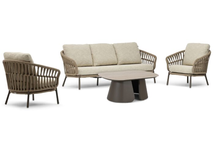Coco Viento/Miyoura stoel-bank loungeset 4-delig – Zand/Beige