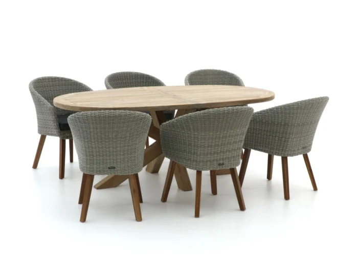 Intenso Furniture Tropea/ROUGH-Y Ellips 200cm dining tuinset 7-delig - Bruin