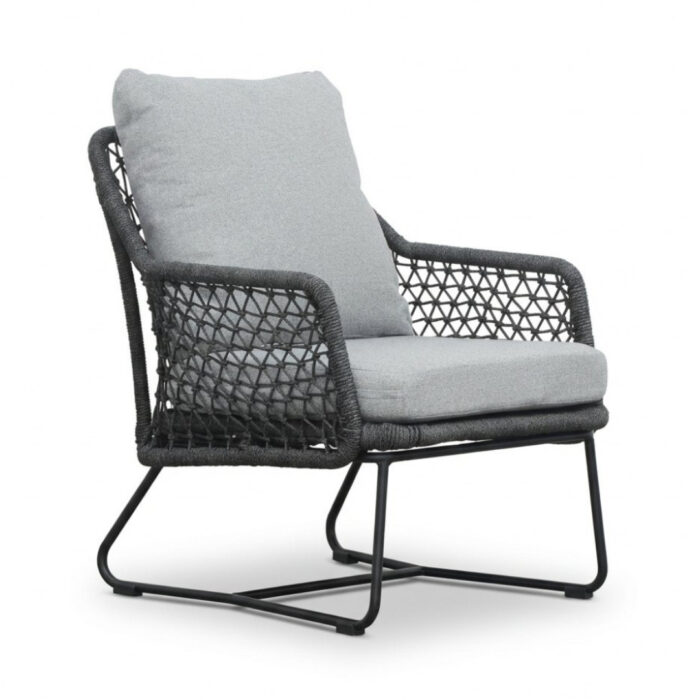 BUITEN living Gianna low dining tuinstoel | touw + aluminium | Stone Grey