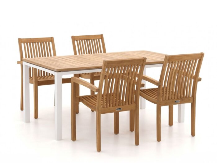 Sunyard Furniture + 15% kassakorting | Sunyard Jakarta/Linosa 180cm dining tuinset 5-delig stapelbaar