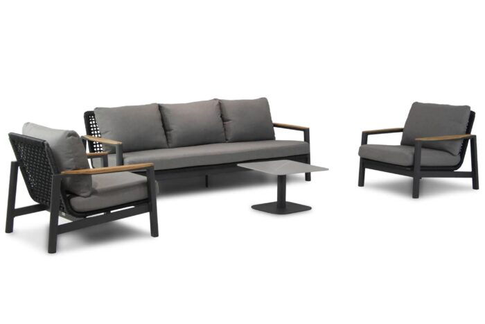 Coco Ralph stoel-bank loungeset 4-delig – Grijs-antraciet