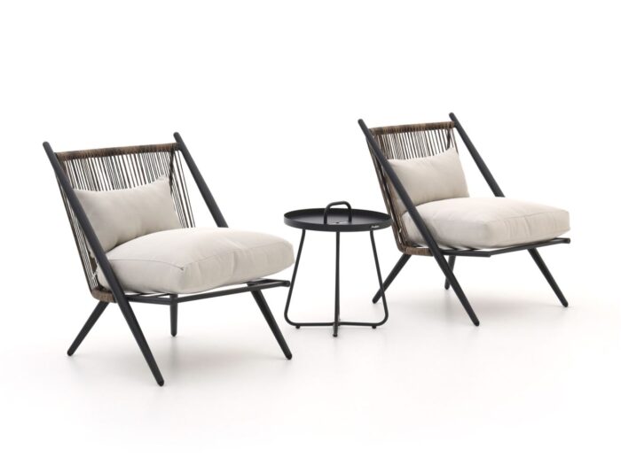 Intenso Furniture Intenso Brittoli/Pito ø 44cm lounge balkonset 3-delig Laagste prijsgarantie! – Grijs
