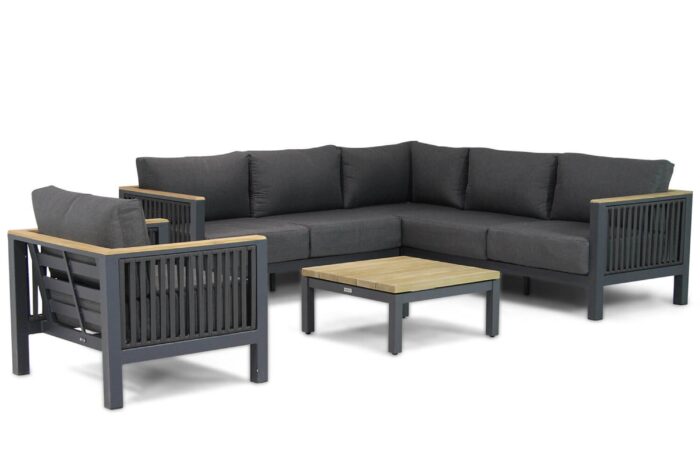 Santika Furniture Shadow/Riviera 75 cm hoek loungeset 5-delig – Grijs-antraciet
