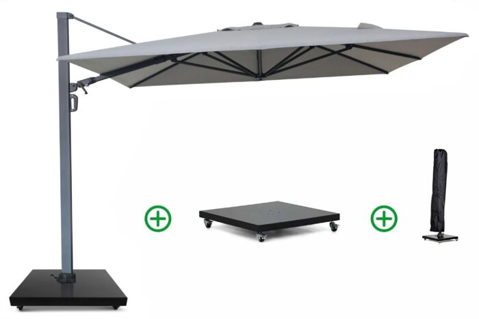 Camello Luna zweefparasol 3×3.5m S2 Excellent (incl. voet + hoes) – Grijs-antraciet