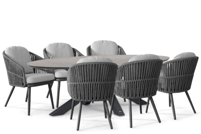 Santika Furniture Marani/Lunea 240×120 cm dining tuinset 7-delig – Grijs-antraciet