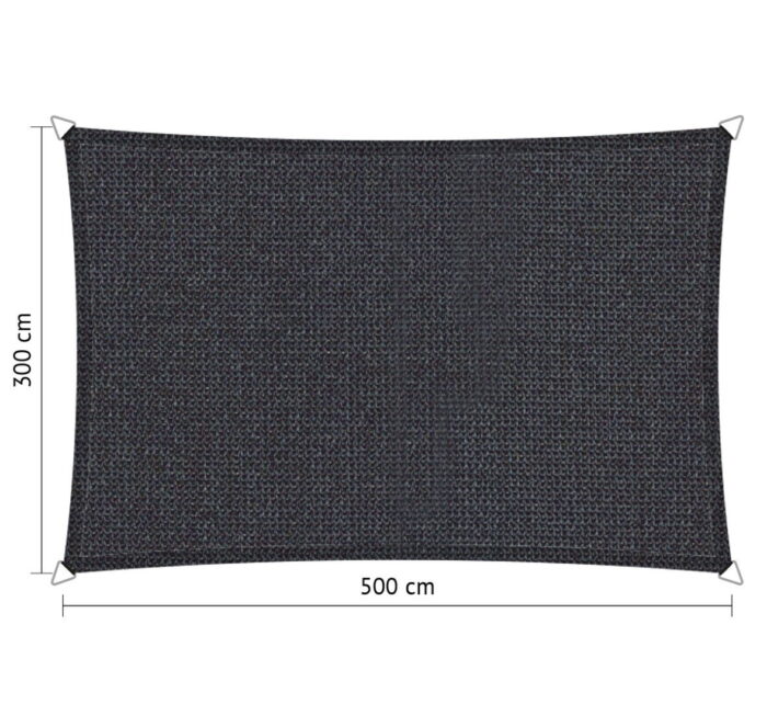 Shadow comfort Rechthoek schaduwdoek 3,00×5,00 m Carbon Black – grijs;zwart