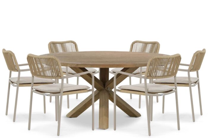 Coco Penya/Sand City 160 cm dining tuinset 7-delig – Taupe-naturel-bruin