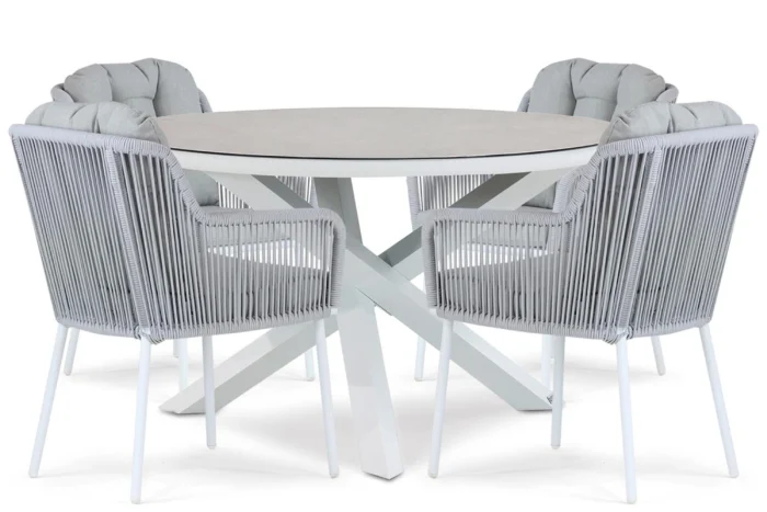 Santika Furniture Tendenza/Livorno 125 cm dining tuinset 5-delig - Wit