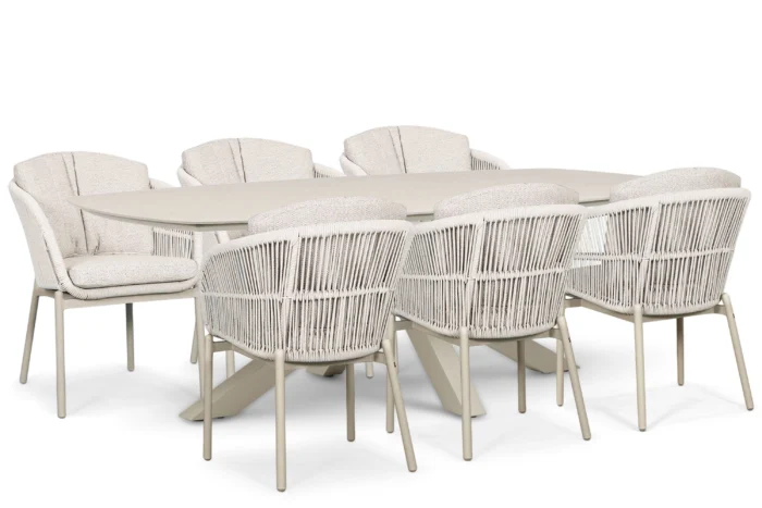 Lifestyle Garden Furniture Monaco/Voyage 240x120 cm dining tuinset 7-delig - Zand/Beige