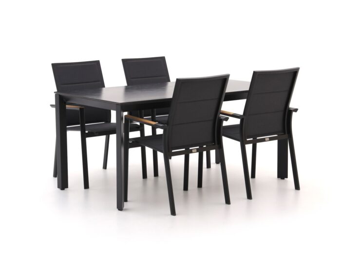 Bellagio tuinmeubelen Albinea/Sestino 160cm dining tuinset 5-delig stapelbaar – Grijs