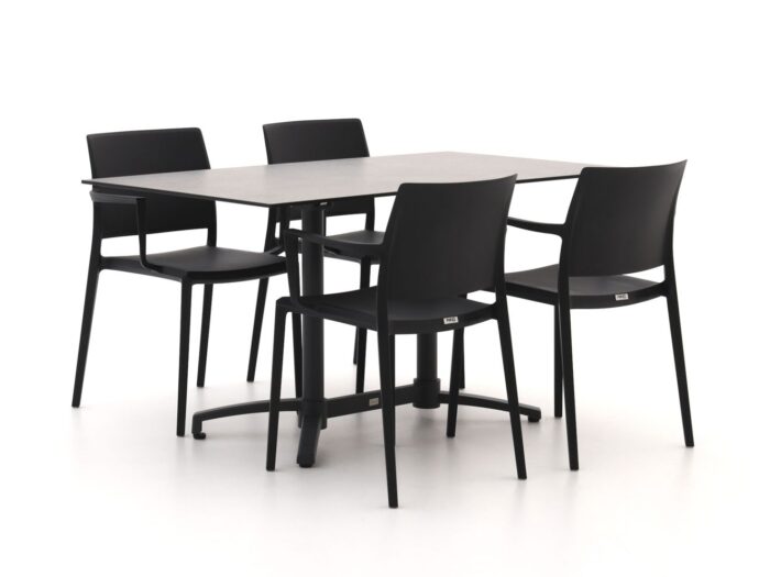 Forza Furniture Forza Sile/Canzo 140cm dining tuinset 5-delig stapelbaar inklapbaar Laagste prijsgarantie! – Grijs