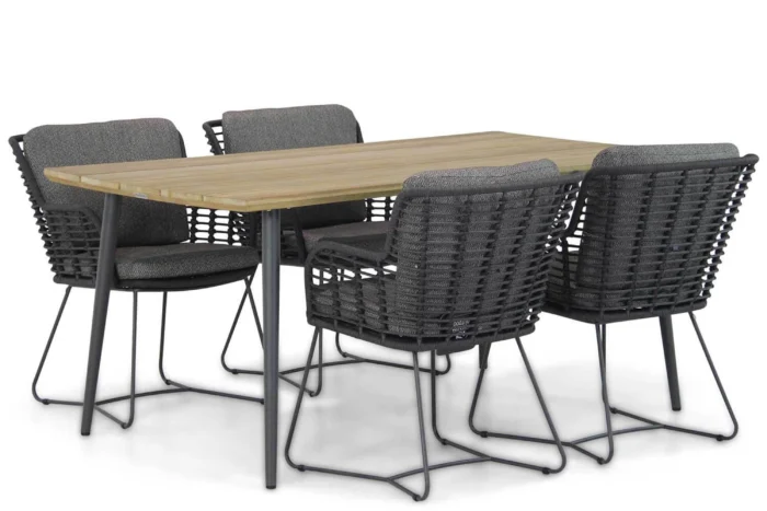 4 Seasons Outdoor Fabrice/Montana 180 cm dining tuinset 5-delig - Grijs-antraciet