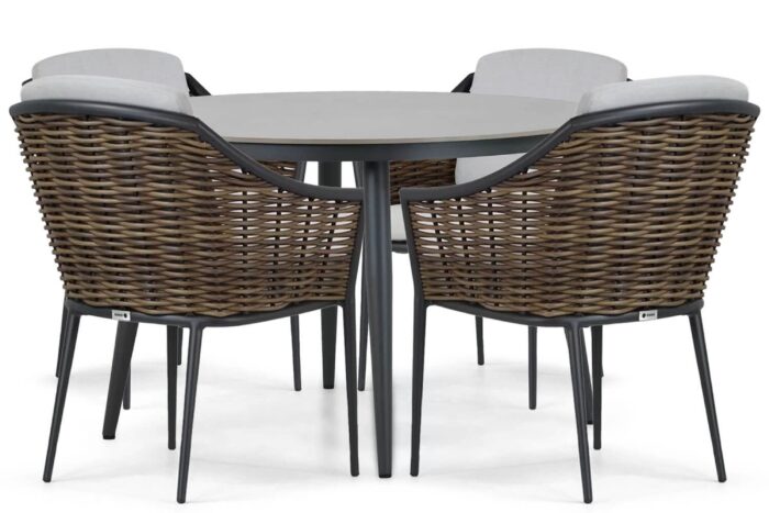 Coco Olivine/Vienna 120 cm dining tuinset 5-delig – Grijs-antraciet