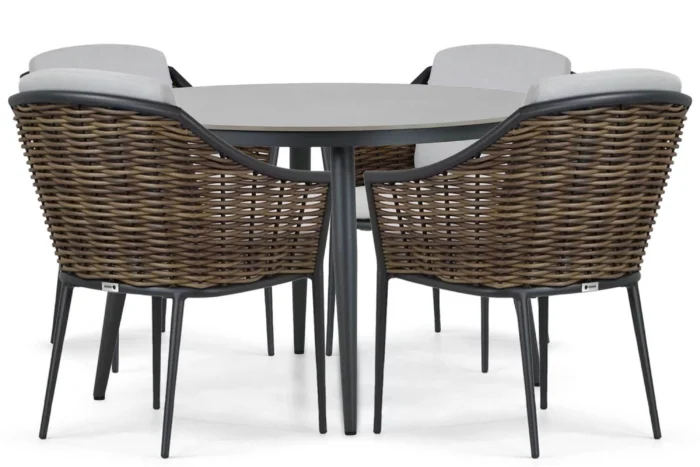 Coco Olivine/Vienna 120 cm dining tuinset 5-delig - Grijs-antraciet