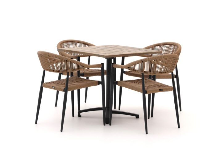 Manifesto Furniture Belpasso/Canzo 80cm dining tuinset 5-delig stapelbaar inklapbaar – Grijs
