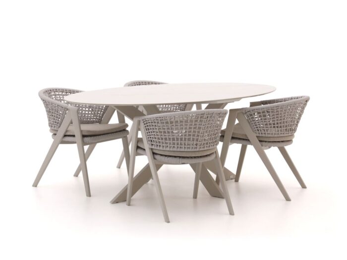 Manifesto Furniture Manifesto Valsecca/Furato ellips 200cm dining tuinset 5-delig Laagste prijsgarantie! – Taupe