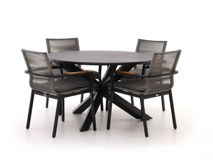 Bellagio tuinmeubelen Bellagio Marudo/Lodola ø 130cm dining tuinset 5-delig stapelbaar Laagste prijsgarantie! – Zwart