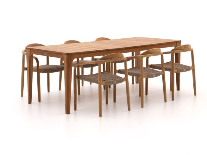 Bellagio tuinmeubelen Berbaro/Bruca 220cm dining tuinset 7-delig stapelbaar – Bruin