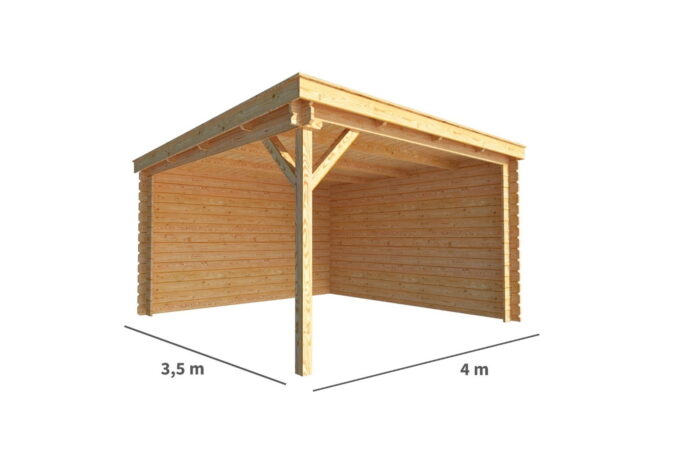 Warentuin collection Overkapping Els-Philou 400 cm bij 350 cm diep lessenaarsdak – bruin