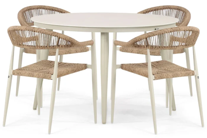 De Laan Projects Lifestyle Granada/Vienna 120 cm dining tuinset 5-delig - Taupe-naturel-bruin