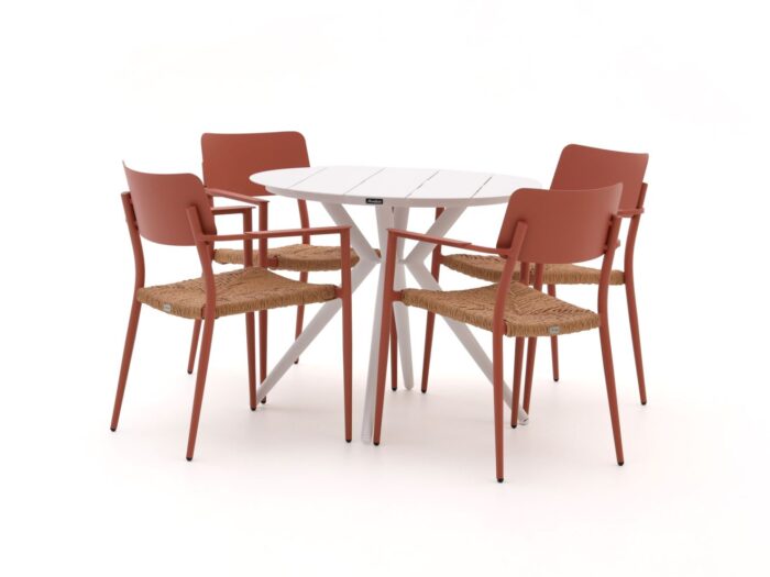 Bellagio tuinmeubelen Bellagio Cino/Sora ø 90cm dining tuinset 5-delig stapelbaar Laagste prijsgarantie! – Rood