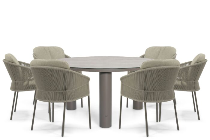 4 Seasons Outdoor Florence/Arancia 150 cm dining tuinset 7-delig – Taupe-naturel-bruin