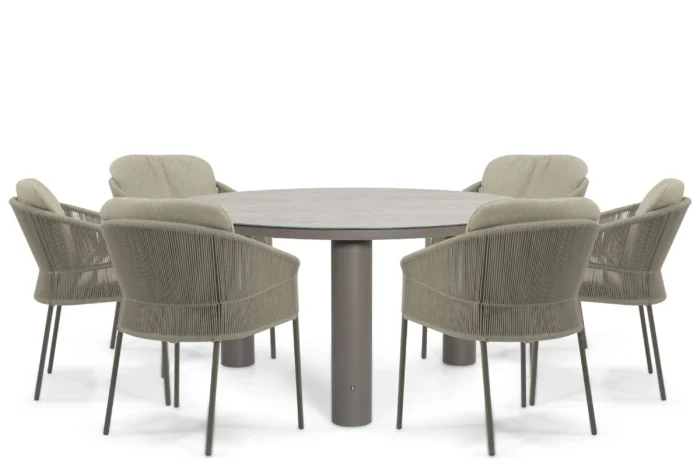 4 Seasons Outdoor Florence/Arancia 150 cm dining tuinset 7-delig - Taupe-naturel-bruin
