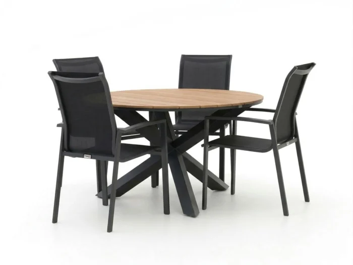 Bellagio tuinmeubelen Forza Centallo/Fidenza ø126cm dining tuinset 5-delig stapelbaar