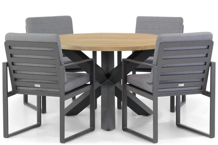 Santika Furniture Zaga/Rockville 120 cm dining tuinset 5-delig – Grijs-antraciet