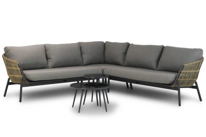 Coco Nathan/Enchante 60-40 cm hoek loungeset 5-delig – Taupe-naturel-bruin