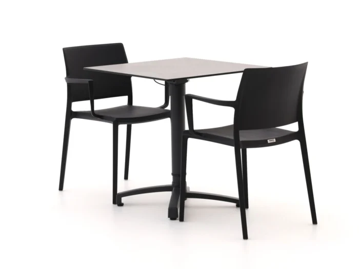 Forza Furniture Sile/Canzo 70cm dining tuinset 3-delig verstelbaar - Zwart