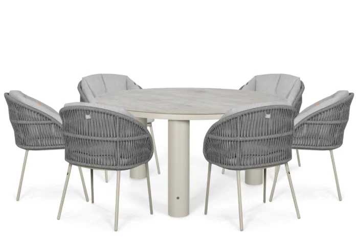 Santika Furniture Pebble/Arancia 150 cm dining tuinset 7-delig - Zand/Beige