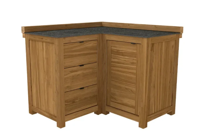 Passion Grills | Buitenkeuken Onderdeel | Milano Buitenkeukenkast Hoek 3 Lades + 1 Deur | 120 x 120 cm | Belgium Dark Grey