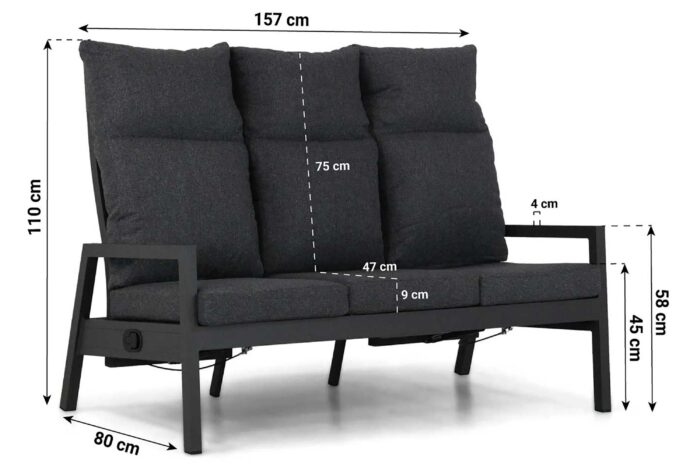 Lifestyle Garden Furniture Venice lounge tuinbank 3-zits – Grijs-antraciet