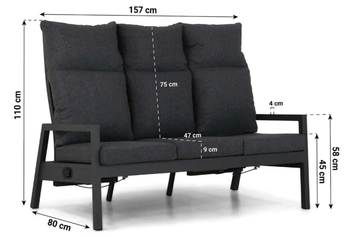 Lifestyle Garden Furniture Venice lounge tuinbank 3-zits - Grijs-antraciet