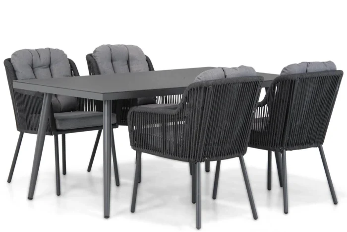 Santika Furniture Tendenza/Valencia 170 cm dining tuinset 5-delig - Grijs-antraciet