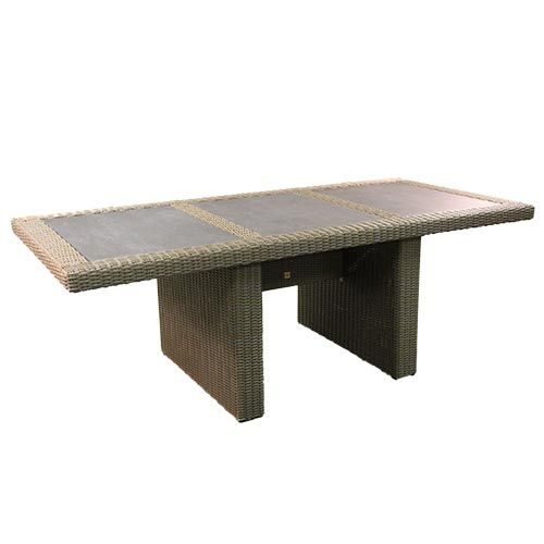 Own Dining Tafel 220 x 100 cm Kobo Half Rond Wicker – bruin