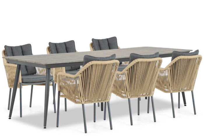 De Laan Projects Laan Marbella/Matale 240 cm dining tuinset 7-delig – Taupe-naturel-bruin