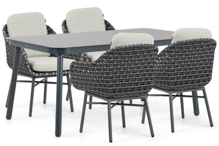 Lifestyle Garden Furniture Santika Yovan/lifestyle Tavano 160 cm dining tuinset 5-delig – Zwart