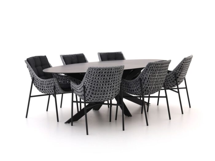 Manifesto Furniture Manifesto Novara/Furato ellips 240cm dining tuinset 7-delig Laagste prijsgarantie! – Grijs