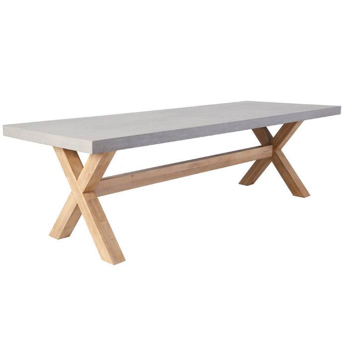 BUITEN living Norwich dining tuintafel 6 personen | polystone + hardhout | betonlook | 250cm – Light Teak